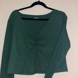 Wild Fable Teal Long Sleeve V-Neck Top